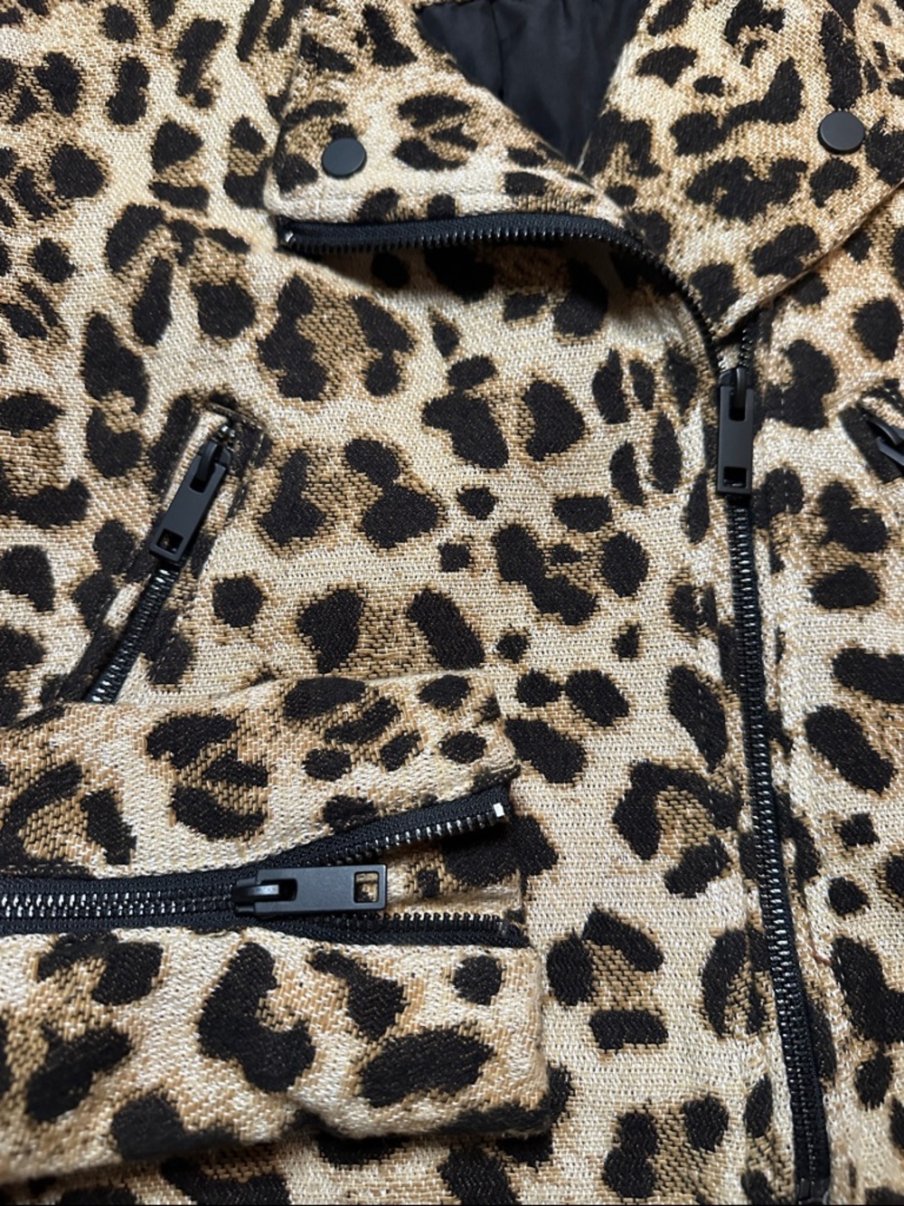 H&M Leopard Print Moto Jacket - Black & Cream - Picture 3 of 7